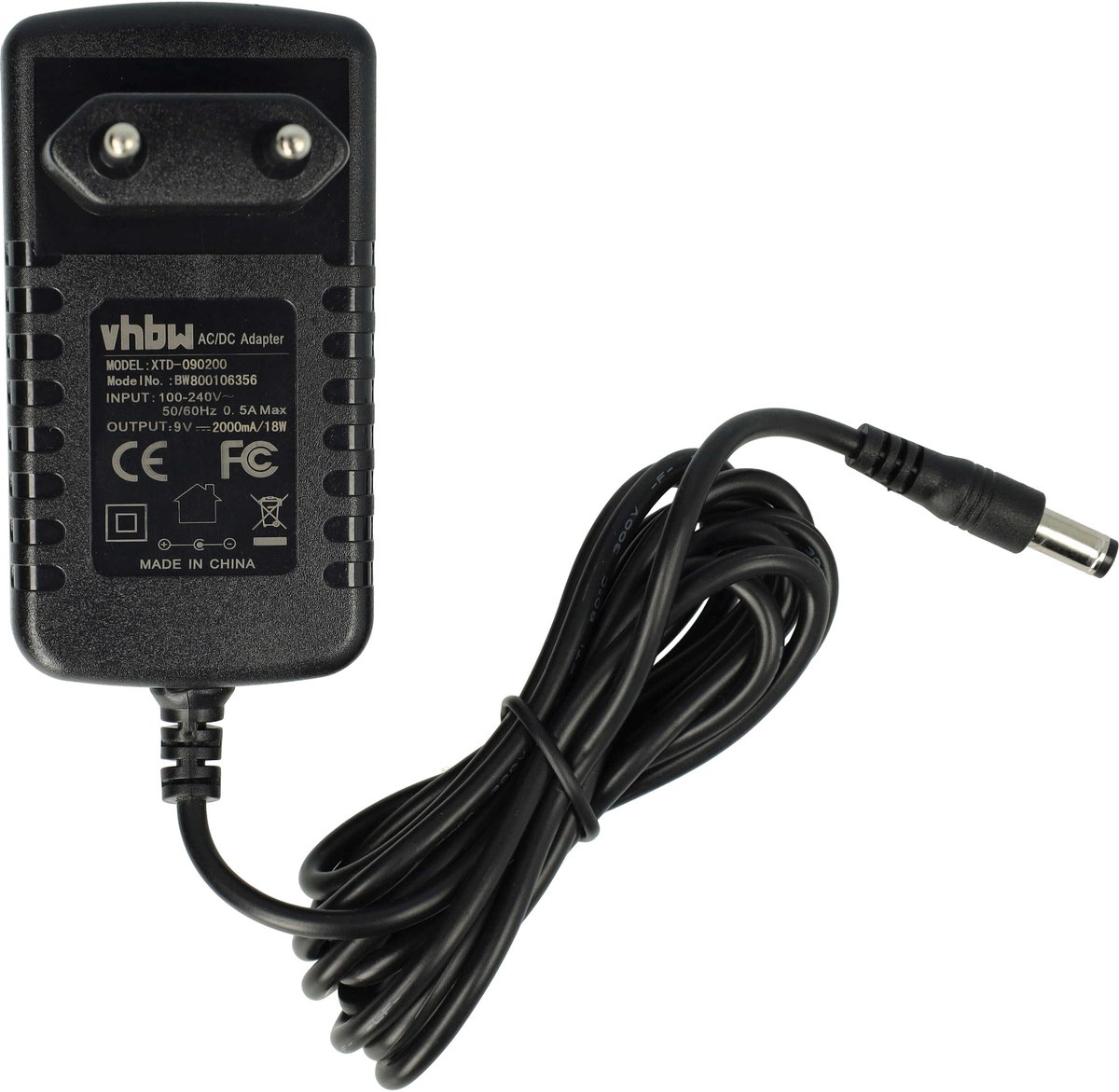 vhbw-voeding compatibel met Boss EP-35, D-5, EM-303, D-2, E-36, Cube Street, E-15, E-09 elektrische apparaten - AC/DC-voedingsadapter