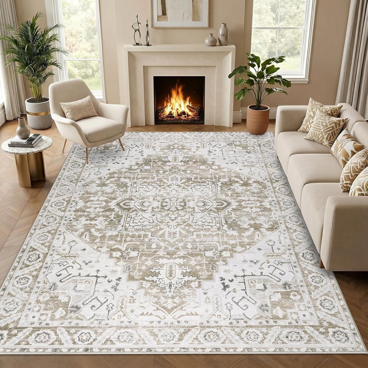 Tapijten Woonkamer Grote 160 x 230 Machine Wasbaar Zachte Korte Stapel Tapijten Vintage Traditioneel Slaapkamer Tapijt Antislip Niet Pluizend Voor Thuiskantoor Eetkamer Decor