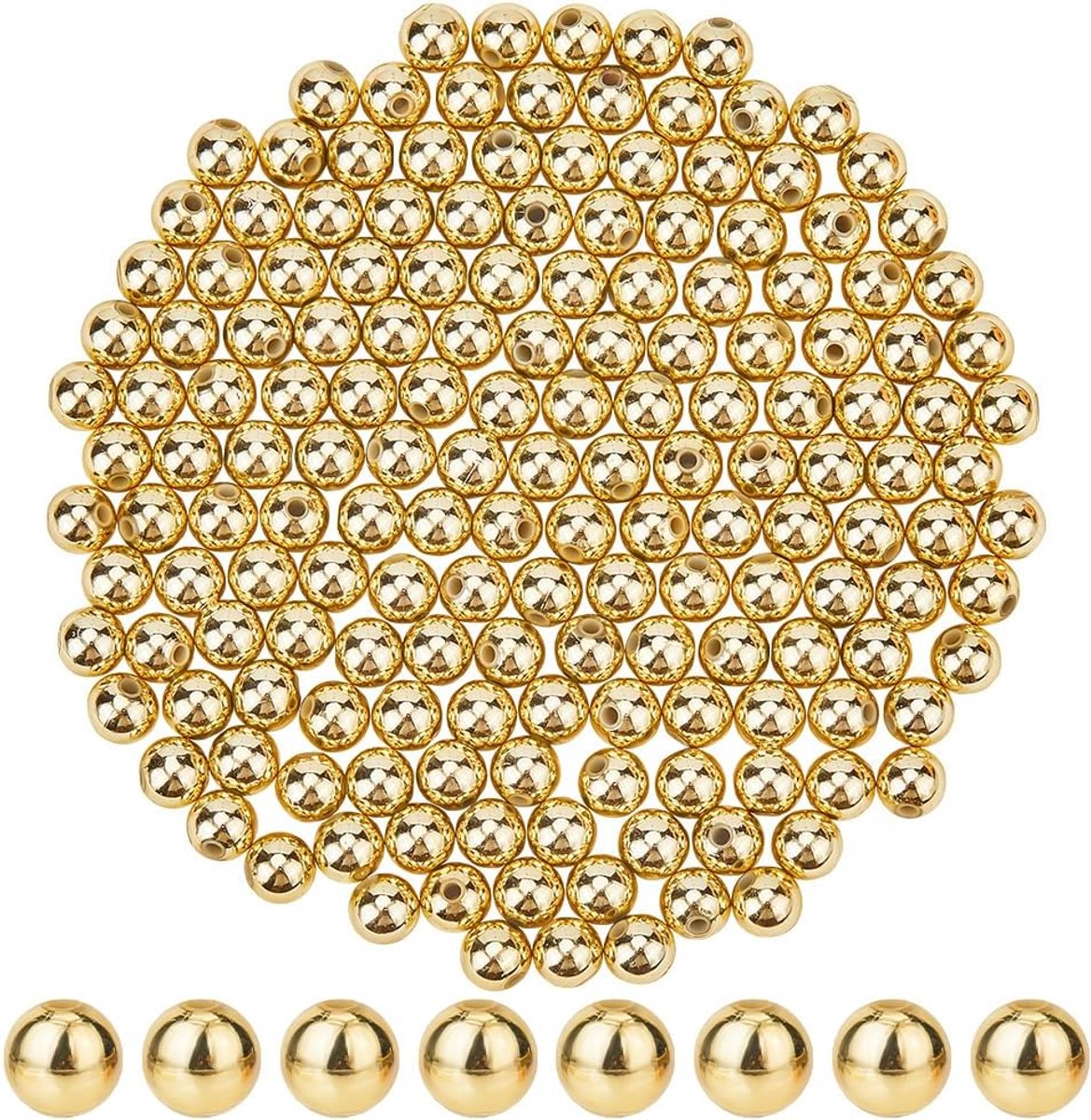 Kralen, 8 mm, ronde afstandskraal, bulk mini gouden ABS-imitatieparels, spacer, losse balkralen voor armbanden, kralen, kettingen, oorbellen, sieraden, doe-het-zelf
