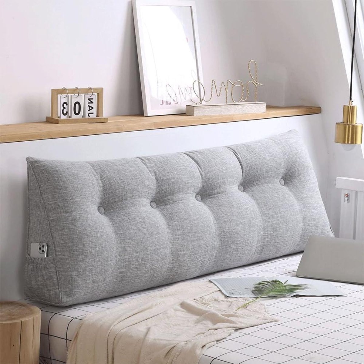 XL Leeskussen - Bankkussen - Comfortabel Lezen - Hoge Dichtheid Vulling - 160 cm - Diep Grijs