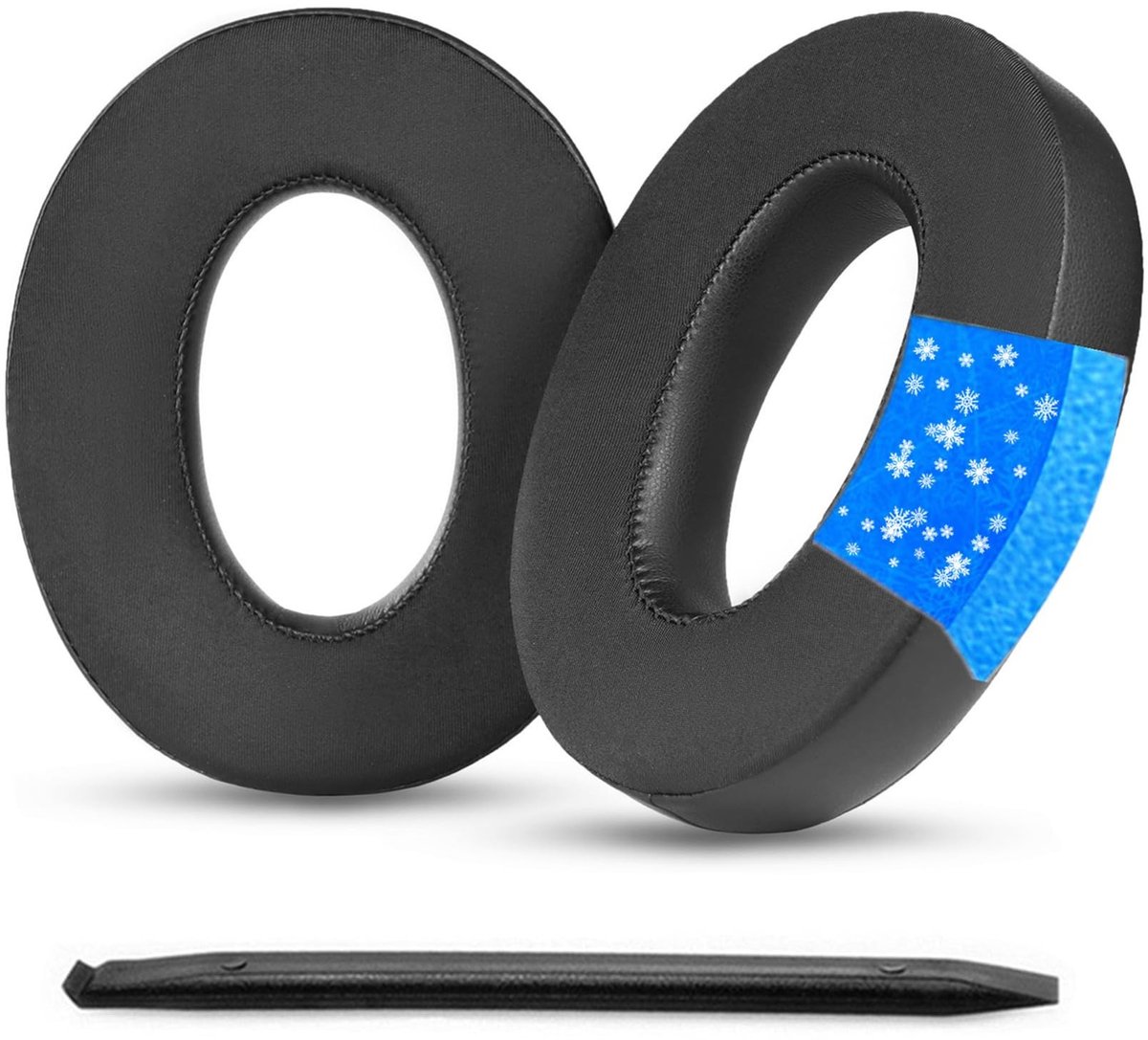 Dailygoods - Koelgel oorkussens Oorkussens Vervanging Compatibel met Sennheiser HD598, HD598CS, HD560S, HD598SE, HD620S, HD518, HD599, HD579, HMEC 250 hoofdtelefoon met ijs zijde stof (zwart CG)