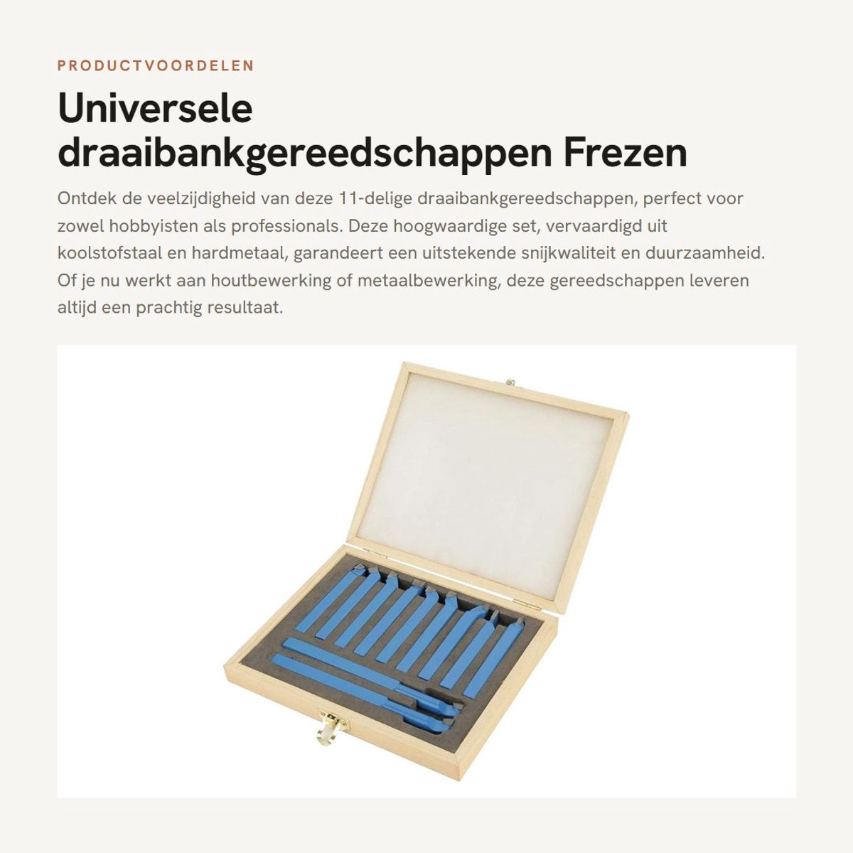 Dailygoods- Draaigereedschapset 11-delig - Hardmetalen Gereedschap - Koolstofstaal - Houten Koffer - Hoge Hardheid - Veelzijdig Gebruik - Snijgereedschap