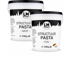 LM-Kreativ Structuurpasta - Modelleerpasta - Gebaseerd op Water - Fijn & Grof - Wit - 2x 1.7 kg
