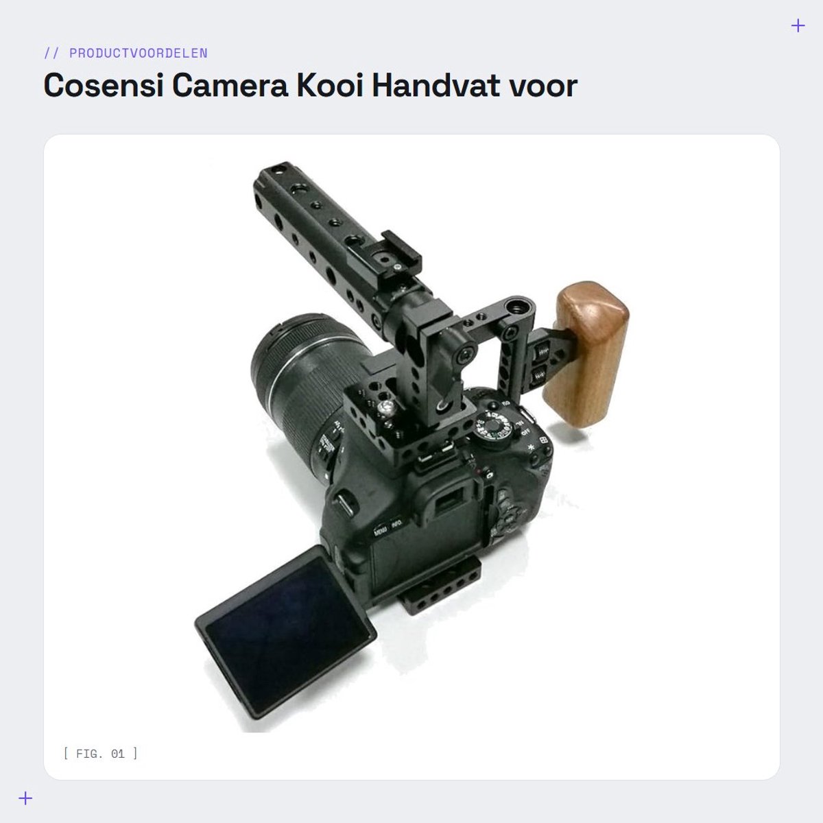 Dailygoods - Camera Kooi - Handvat voor 600D 70D 80D - Houten Handvat - Verstelbare Bevestiging - Ideaal voor Videografie - Inclusief Aluminium S...