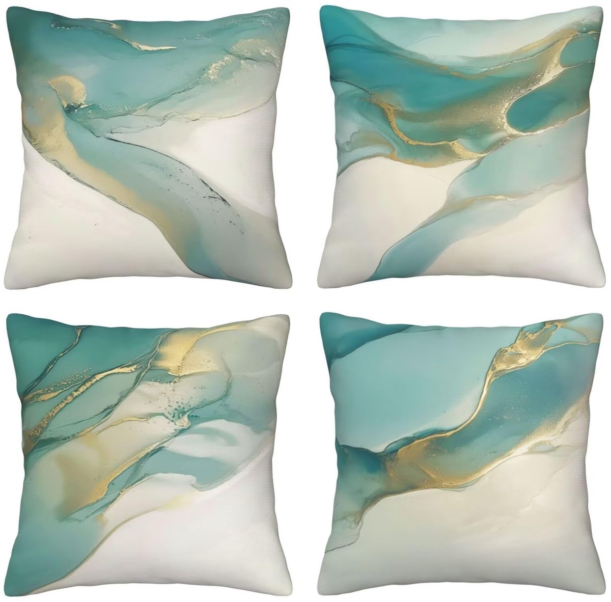 Set van 4 kussenhoezen, sierkussenhoezen, marmer, 65 x 65 cm, behaaglijk, kussenhoes met onzichtbare ritssluiting, zacht, wollig, bankkussen, wasbaar, voor terras, tuin, bank en woonkamer, bank
