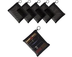 patu Rits Mesh Tassen, Beauty Make-up Cosmetische Accessoires Organizer, Travel Toilettas Kit Set Opbergtas, 5 stuks, Zwart, Zwart, 5x4 Inch (Pack of 5)