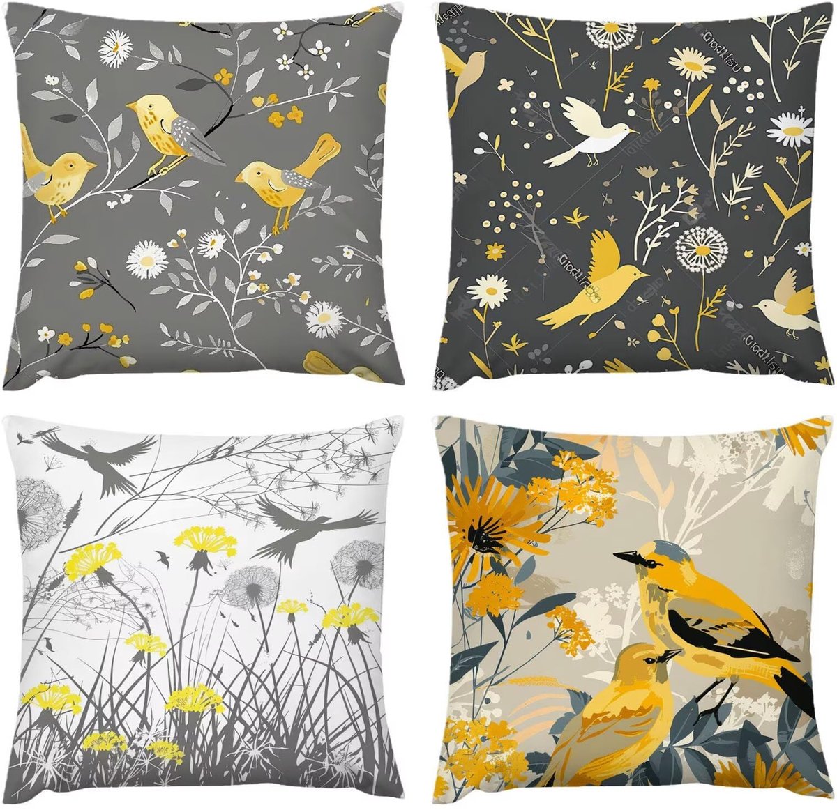 Buitenkussen, Waterafstotend Oppervlak Retro Landschapskussen, Tuinkussen, Bankhoes Balkon Decor voor Woonkamer Slaapkamer Set van 4 50 x 50 cm, Kussensloop 20 x 20 in G-130