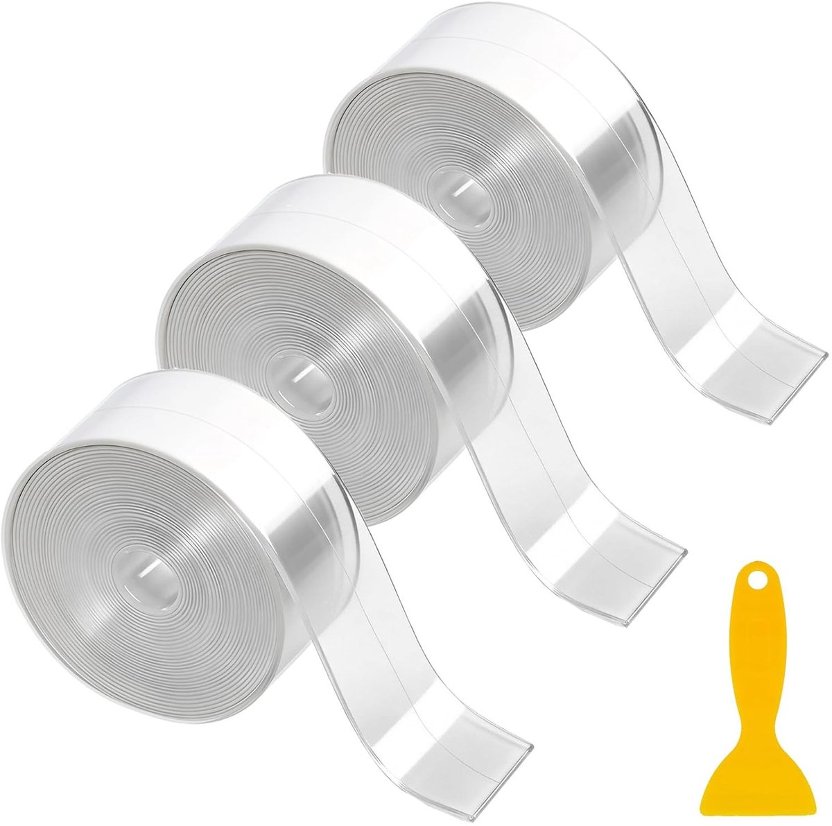 Zelfklevende Waterdichte Sealing Tape 3.8 cm x 5 m - 3 Rollen, Transparant, Schimmelbestendig voor Keuken, Badkamer en Wastafel
