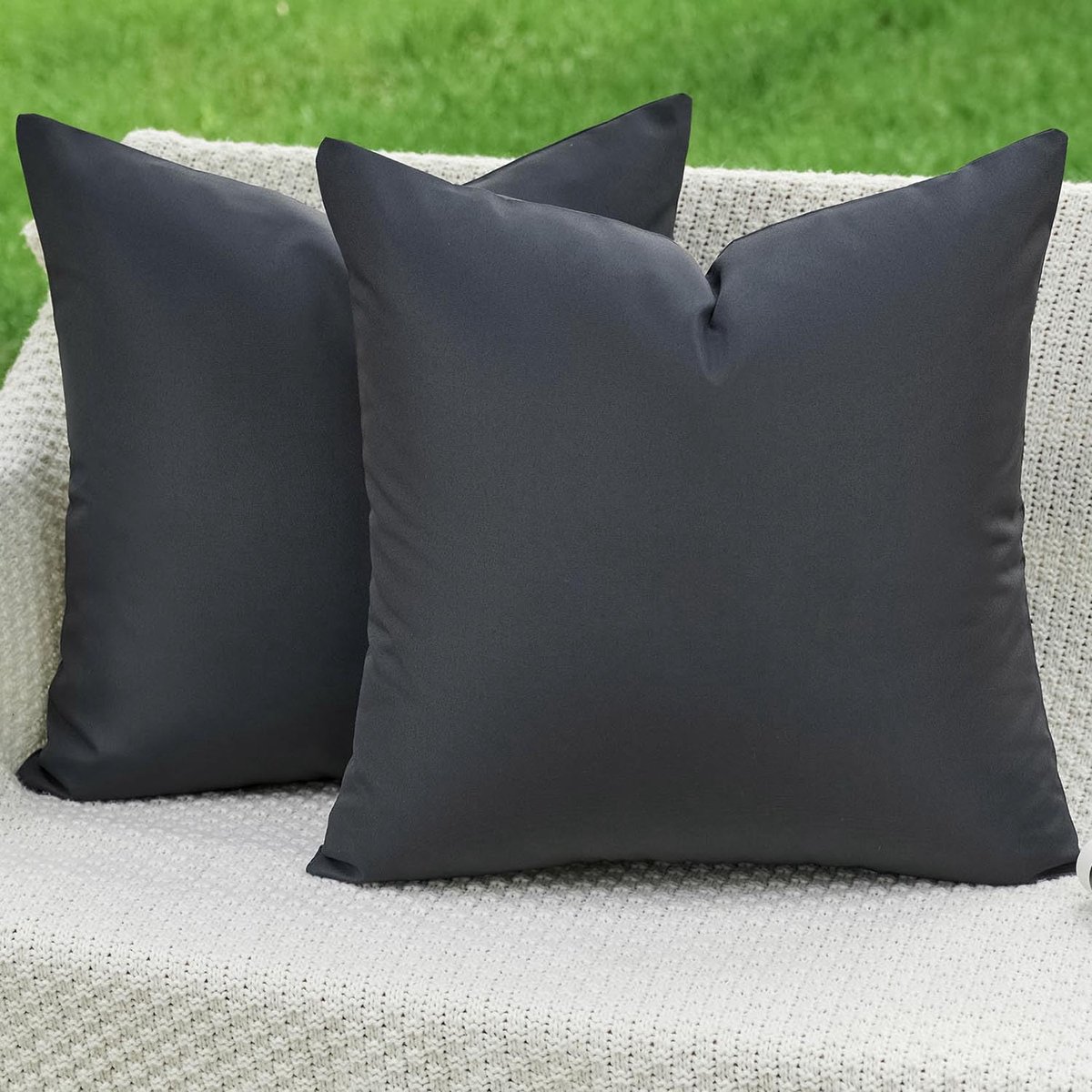 kussensloop, 40 x 40 cm, grijs, kussen, weerbestendig, bankkussen, sierkussen, waterdicht, decoratief, modern, zomer, kussenslopen voor tuin, bank, balkon, terras, decoratie, set van