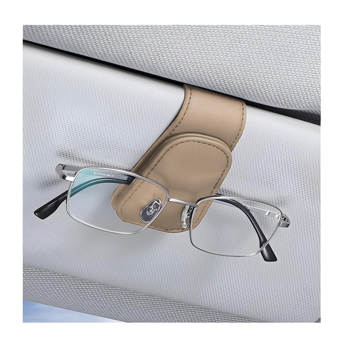 Dailygoods- Brillenhouder Multifunctioneel - Brillenkoker - Ticket/ID-houder - Leer - 4,5 cm x 9,5 cm - Zakelijk Zwart - Brilclip