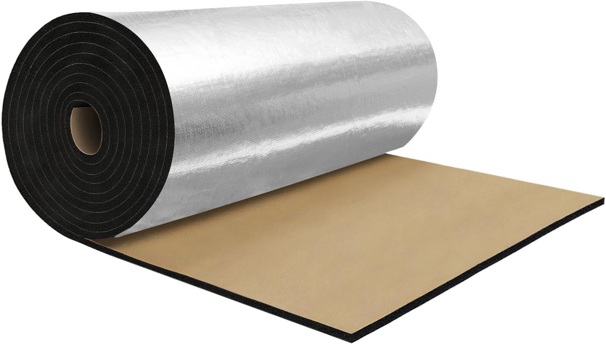 Dailygoods- Geluidsdempingsmat 10mm - Zelfklevend - Glasvezel - Hitteschildmateriaal - Waterdicht - 21.5m² Dekking - Geluidsisolatiemateriaal
