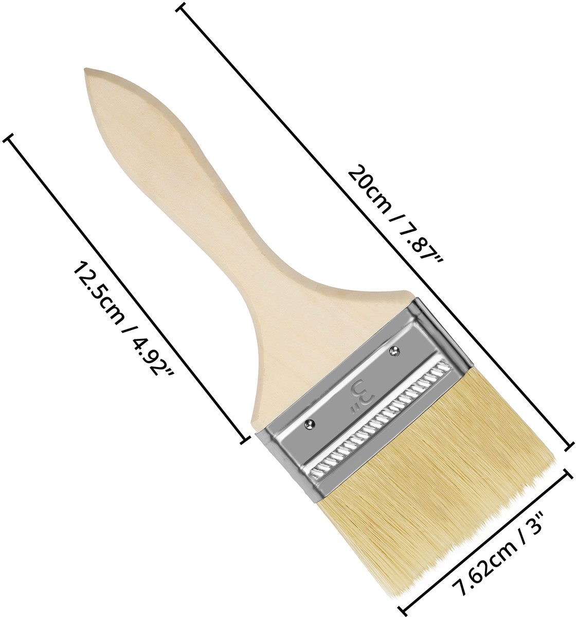 Dailygoods- Verfkwasten Set van 24 - Borstelkop 7,62 cm - Totale Kwastmaat 20 cm - Herbruikbare Kwasten - Geschikt voor Diverse Applicaties - Perfect voor Klusjes