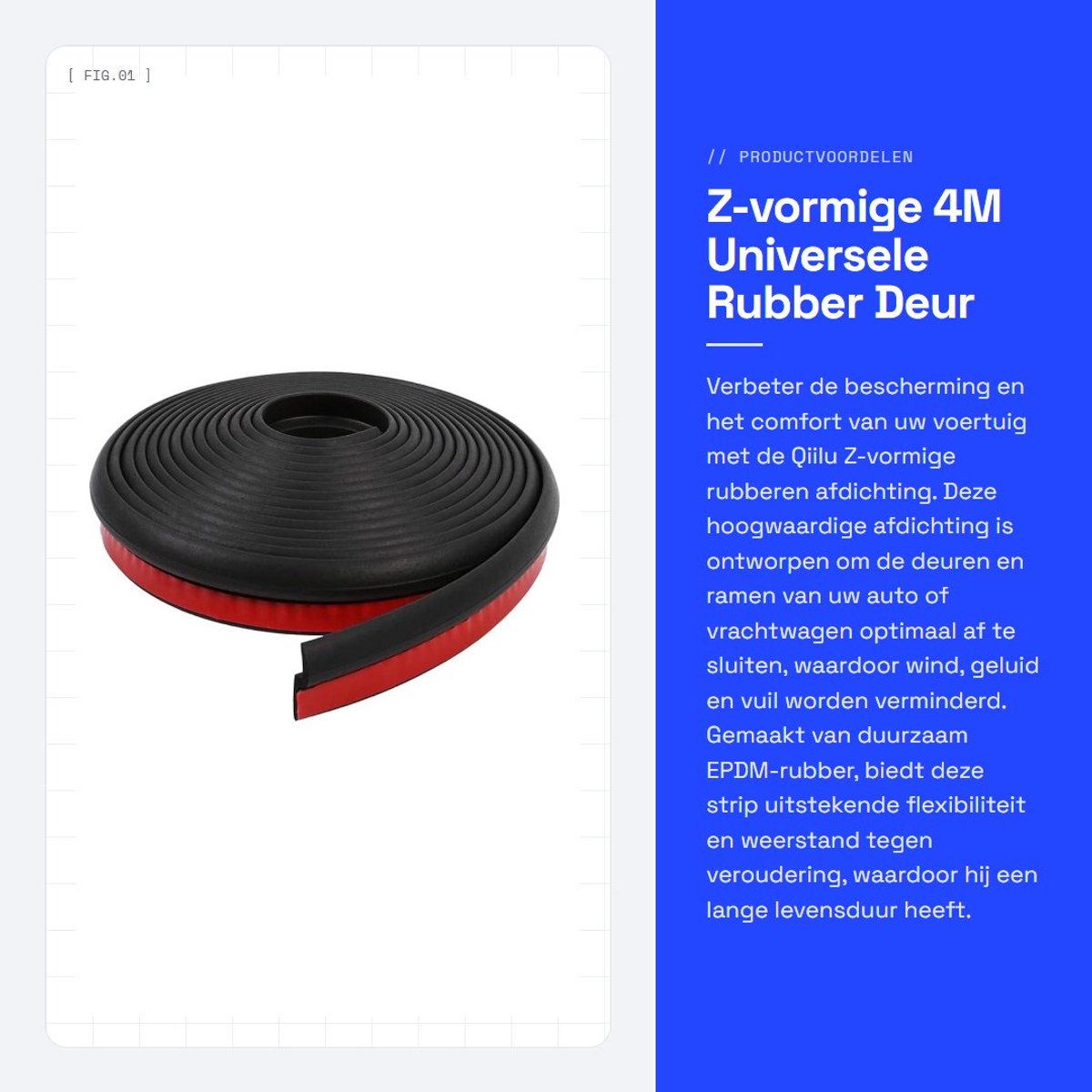 Dailygoods- Rubber Seal Z-vorm - Auto Deur/Window - Weerbestendig - EPDM Rubber - Geluidsisolatie - Duurzaam - Deurrubber