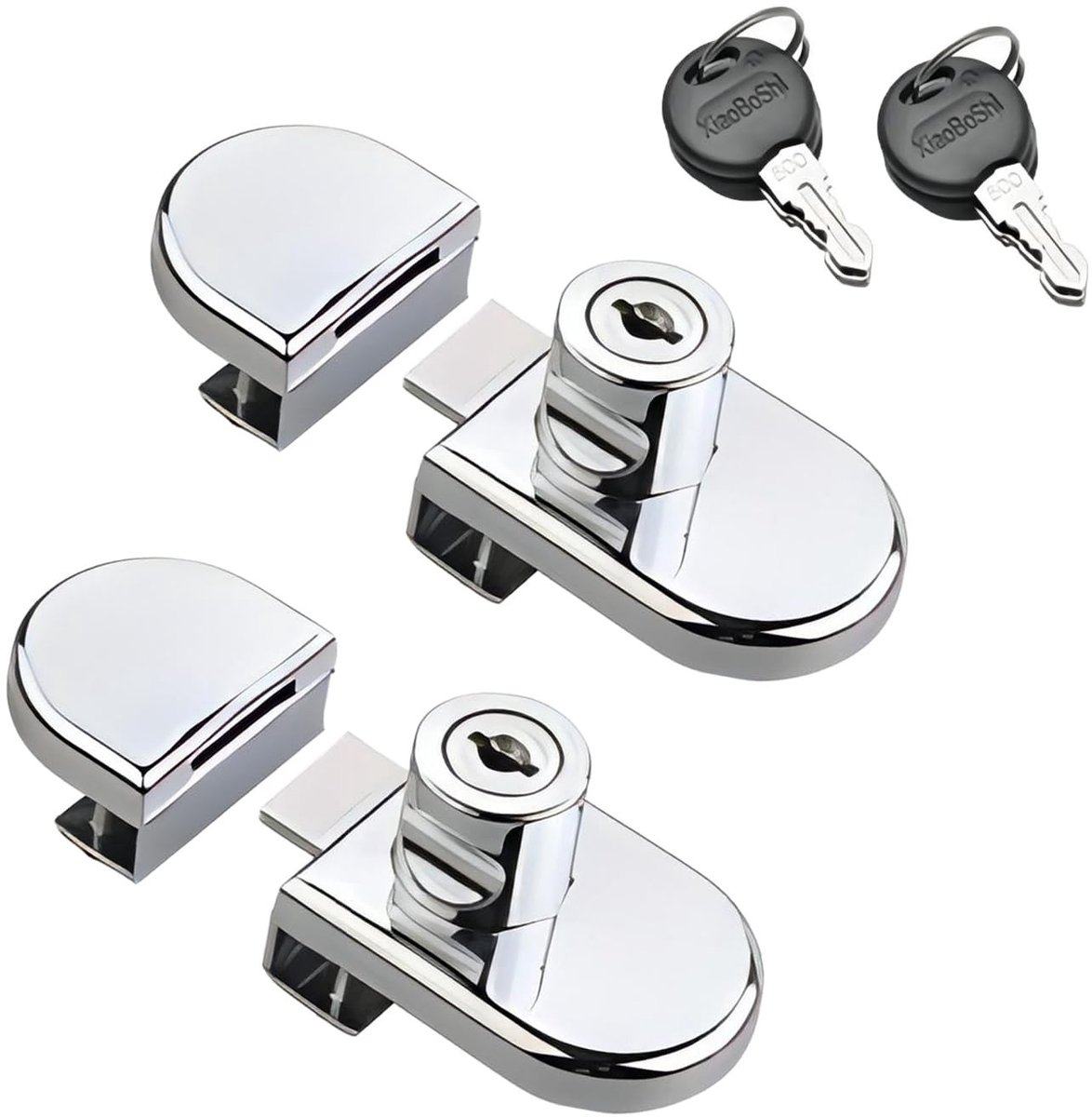 Dailygoods- Kastslot 2 Stuks - Glazen Kastslot - Geschikt voor Glasdikte 5-8mm - Sleutel Alike - Zinklegering - Roestvrij en Duurzaam - Glazen Slot