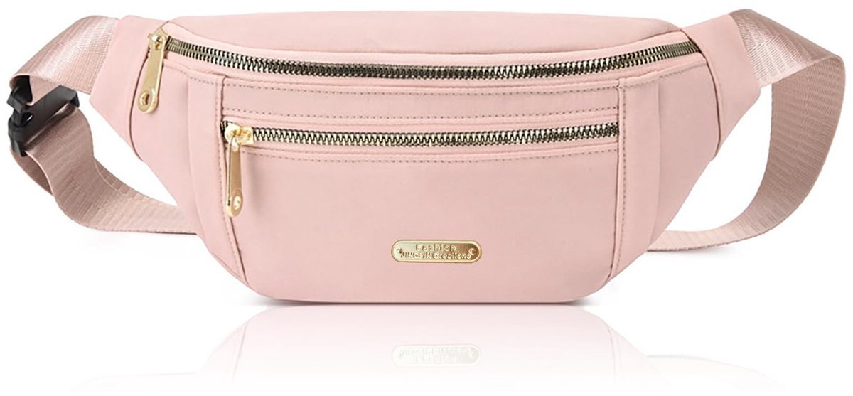 Dailygoods - Buideltas, Oxford stof Fanny Pack met verstelbare riem, stijlvolle heuptas, gordeltas voor vrouwen met gesp, crossbody tas voor sport, winkelen, wandelen, korte reizen, roze, 28*15*6 cm