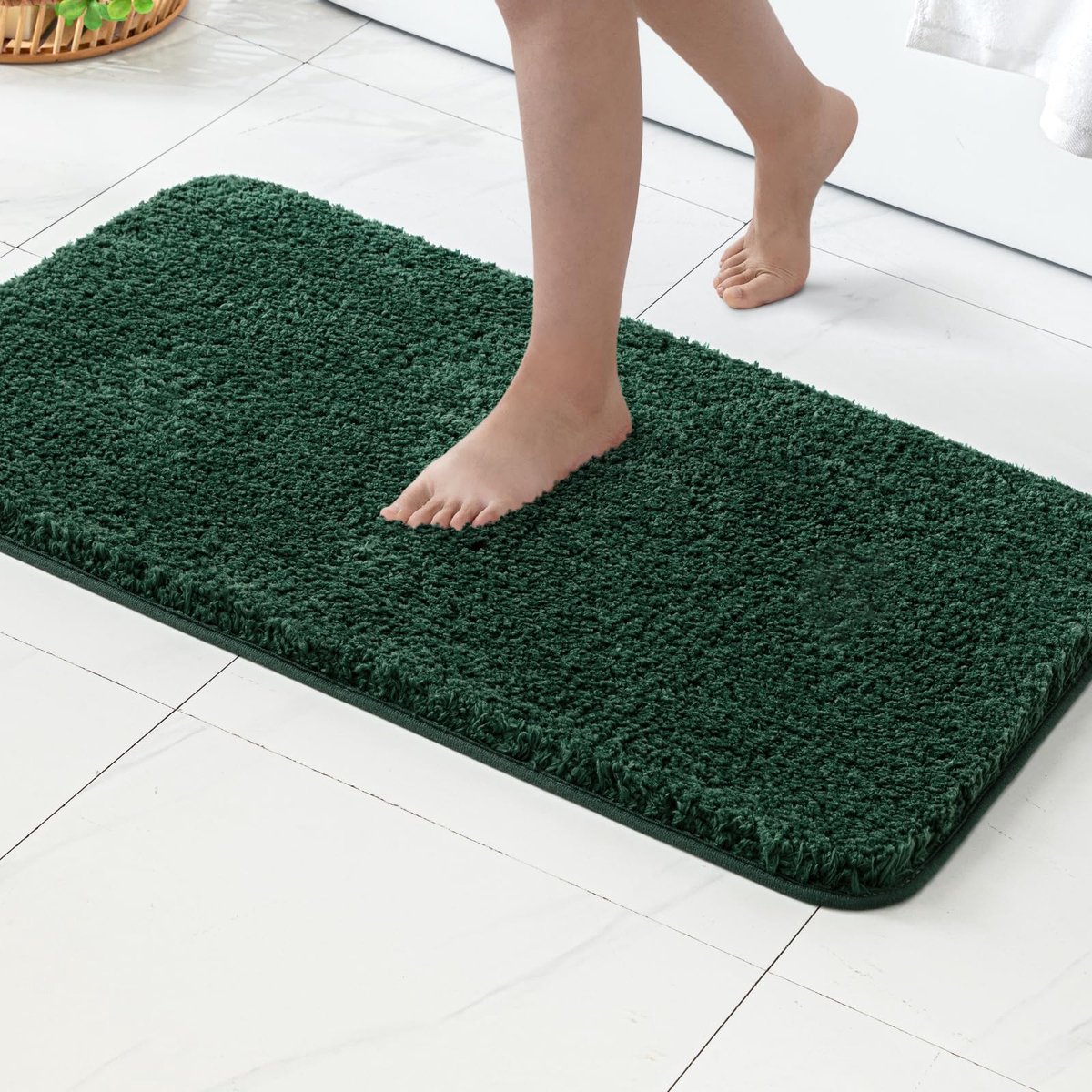 Badmat antislip absorberend badkamer zachte luxe douche kleine mat deurmat binnenmatten keukenmatten mat wasbaar voor badkamer slaapkamer keuken entree 60 x 90 cm diepgroen