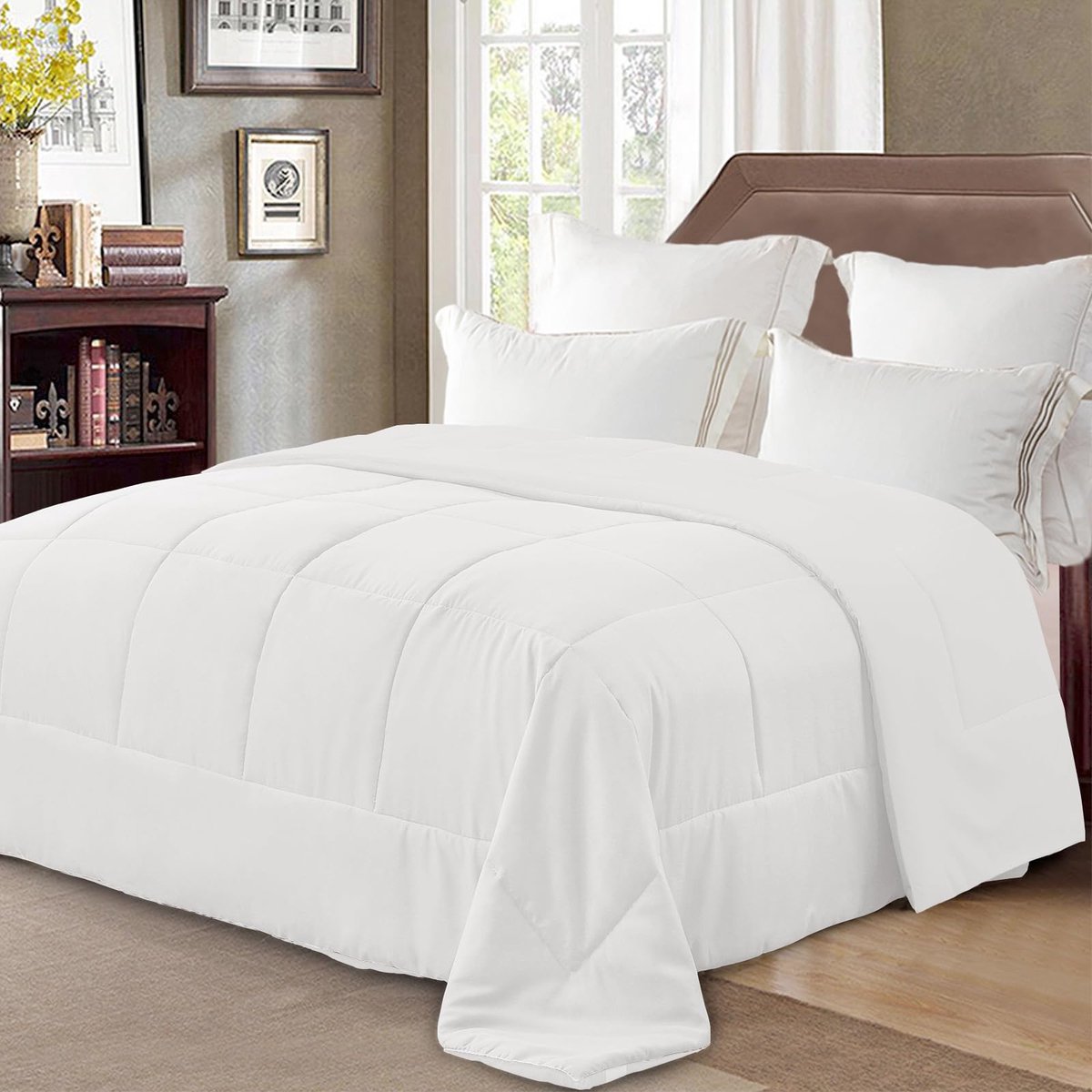 Mezcla Omkeerbaar Enig Dekbed, Microfiber zacht en Machine Wasbaar, Wit, 135×220 cm