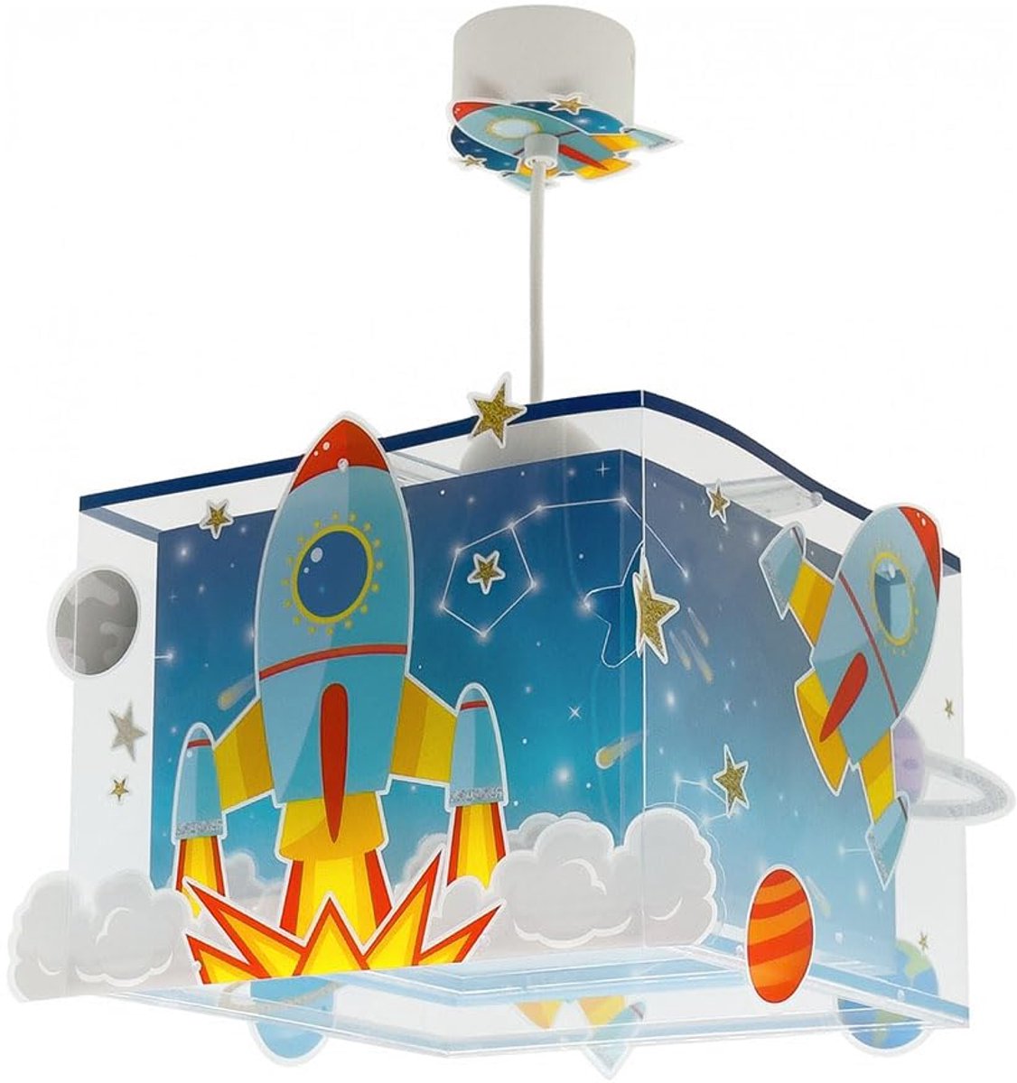 Kinder hanglamp plafondlamp kinderkamer kinderlamp Rocket ruimte raket zonnestelsel