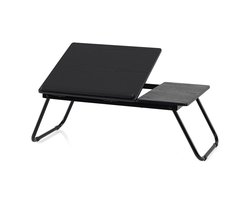 COSTWAY Laptoptafel inklapbaar, 4-voudig in hoogte verstelbaar (zwart) | Bedtafel, notebooktafel, opvouwbaar, beddienblad, werktafel van MDF, metaal, tafel voor bed, bank, vloer, 55 x 32 x 23 cm