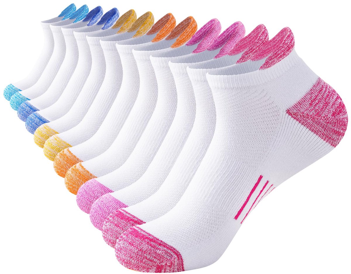 Sneakersokken voor dames, katoenen sportsokken, ademend, kort, anti-blaren, gevoerde loopsokken, 6 paar, maat 35-38/39-42