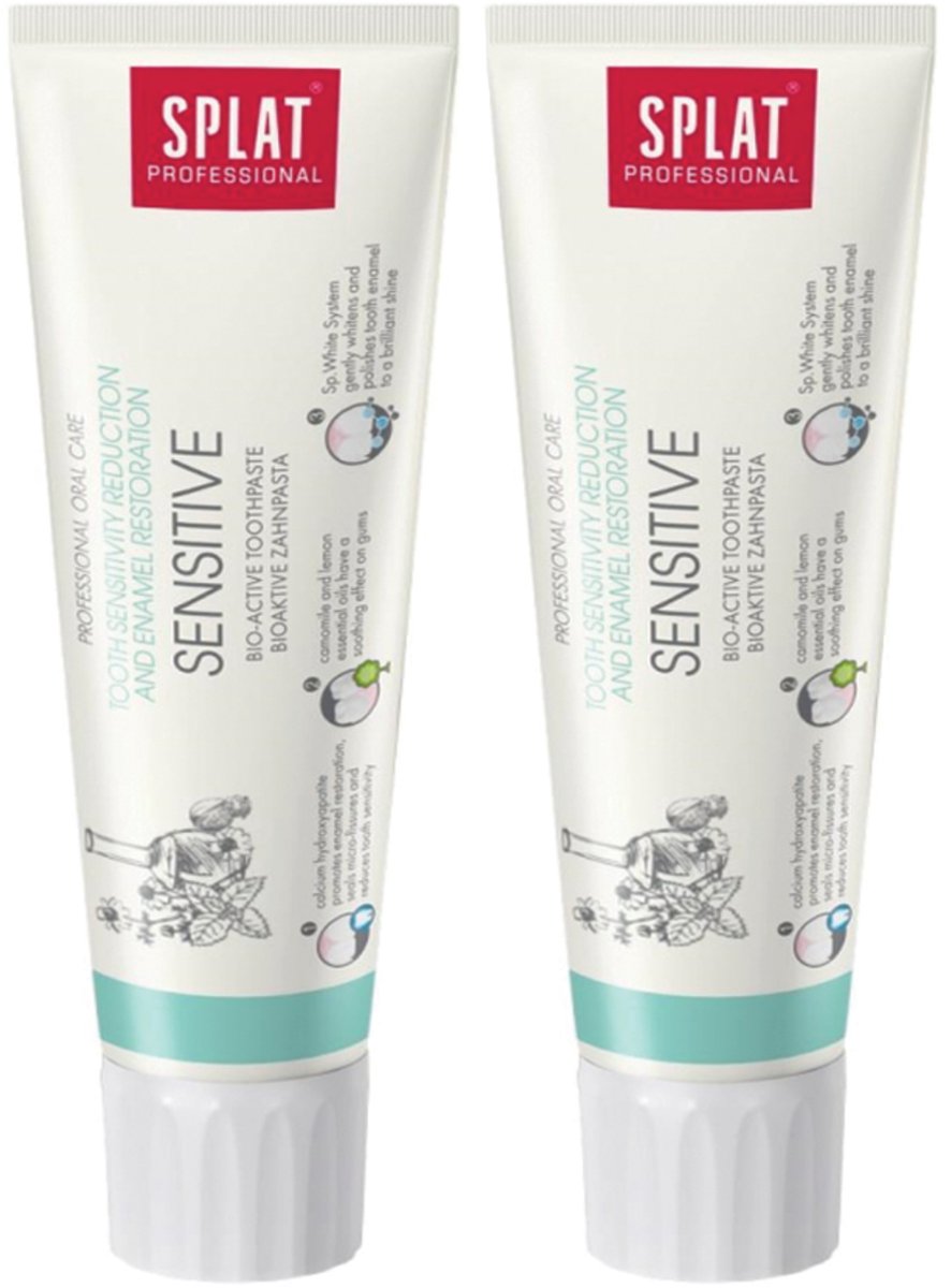 SPLAT Sensitive - Tandpasta voor gevoelige tanden - Herstel van glazuur, fluoridevrij, 2-pack