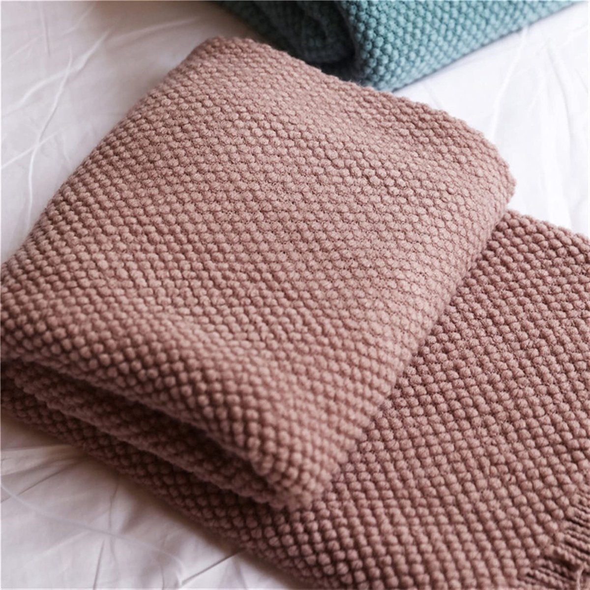 Kleur Gebreide Deken Acryl Chunky Throw Deken Bed Decoratieve kwastjes Bed Tail Handdoek en DAP Cover Sofa bedsprei Zachte deken (Color : Dark Gray-A, Size : 130x200cm)