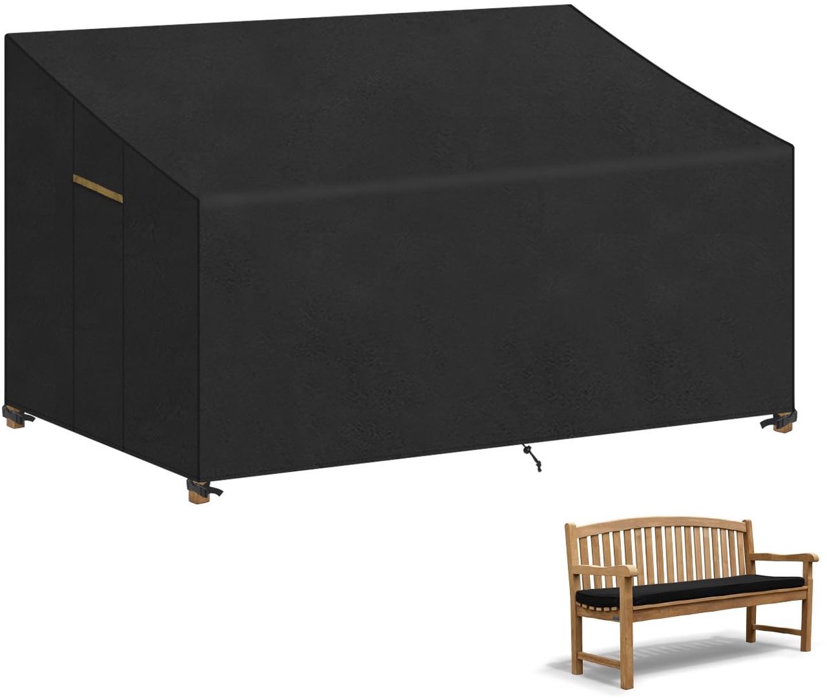 3-zits tuinbankhoes, waterdicht, polyrotan zitbank, beschermhoes, zitgroep, bankhoes, tuinbank, afdekhoes, zithoes voor tuinmeubelen, balkon, terras, 165 x 75 x 63/89 cm