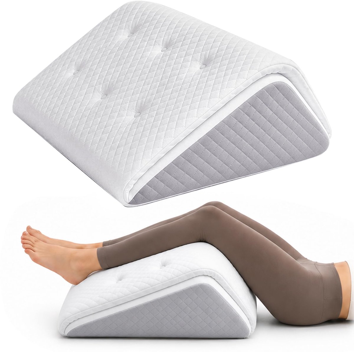 Aderkussen en beenkussen voor rugslapers, traagschuim beenwiggen voor het optillen bij zwellingen, doorbloeding, beenkussen om te slapen, driehoekig design voor ergonomische ondersteuning
