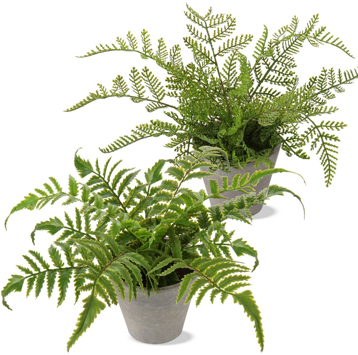 Set van 2 decoratieve kunstplanten in potten nep varen voor thuis slaapkamer badkamer decoratie