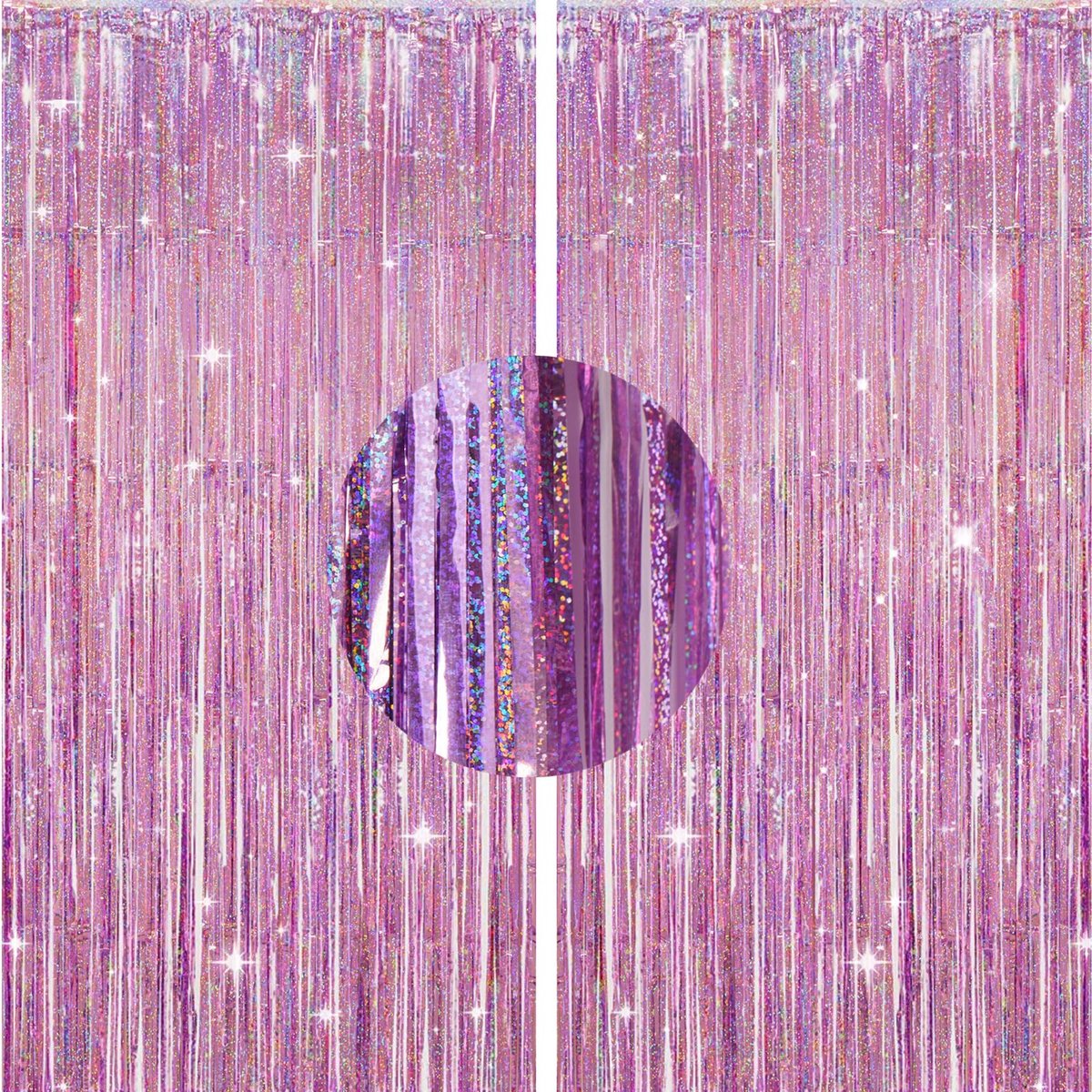 Gordijnen met franjes, decoratie, 2 stuks, glinsterende gordijnen voor feest, verjaardag, feest, bruiloft (roze, 1 x 2,5 m)