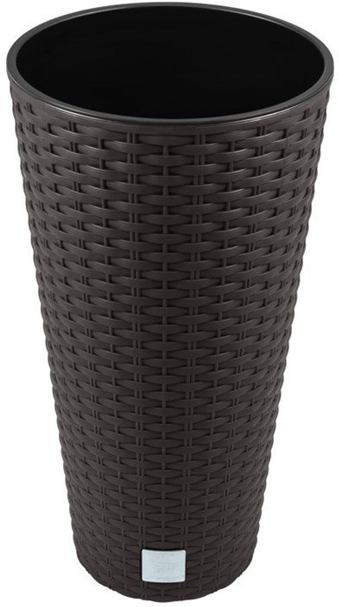 Vaas rond oppervlak imitatie rotan incl. planteninzet behuizing DRTUS 8 liter