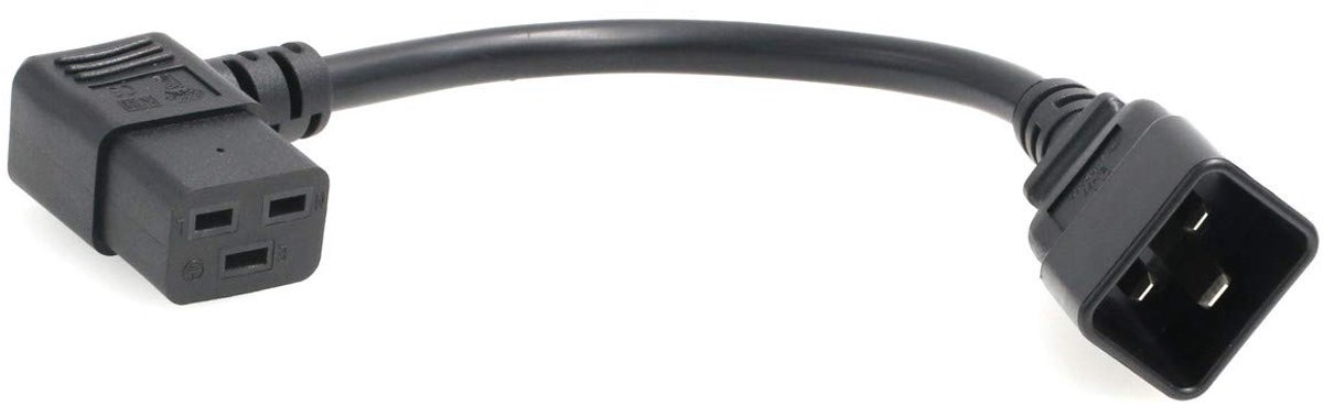 USV PDU netsnoer adapter haakse IEC320 C19 tot C20 16A 250V 3-polige verlengkabel 14AWG 11"