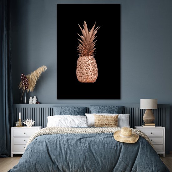 Poster 120x180 cm - Ananas - Rosé goud - Zwart - Posters - Kamer decoratie - Wanddecoratie woonkamer - Muurdecoratie slaapkamer XXL