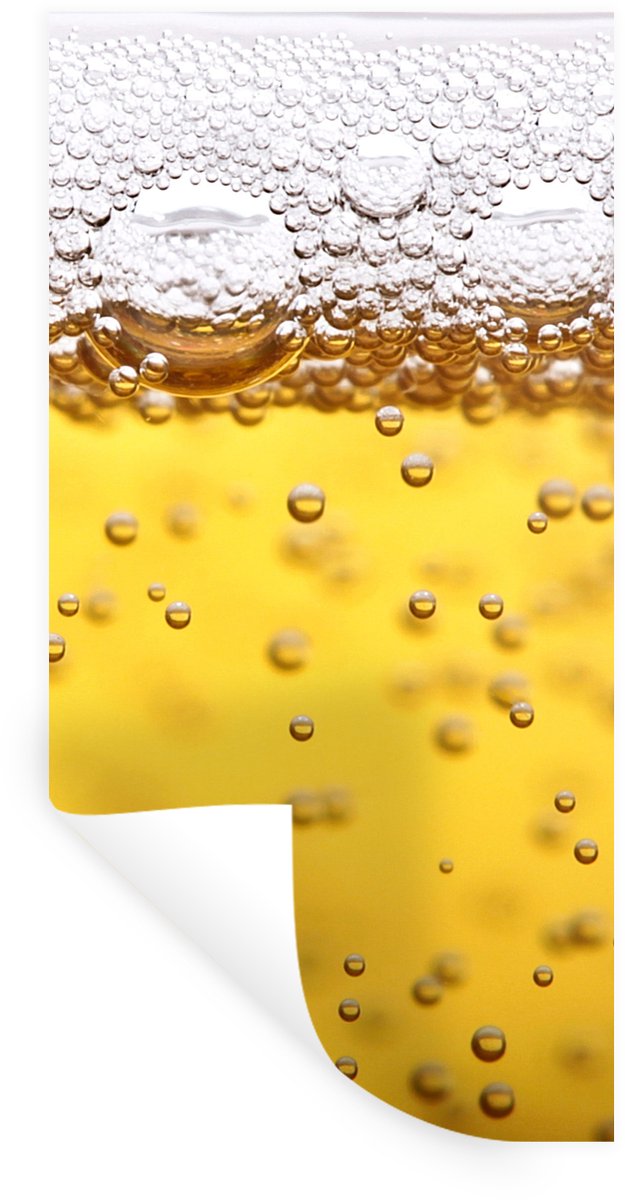 Muurstickers - Sticker Folie - Bierbubbels in glas met bier - 80x160 cm - Plakfolie - Muur
