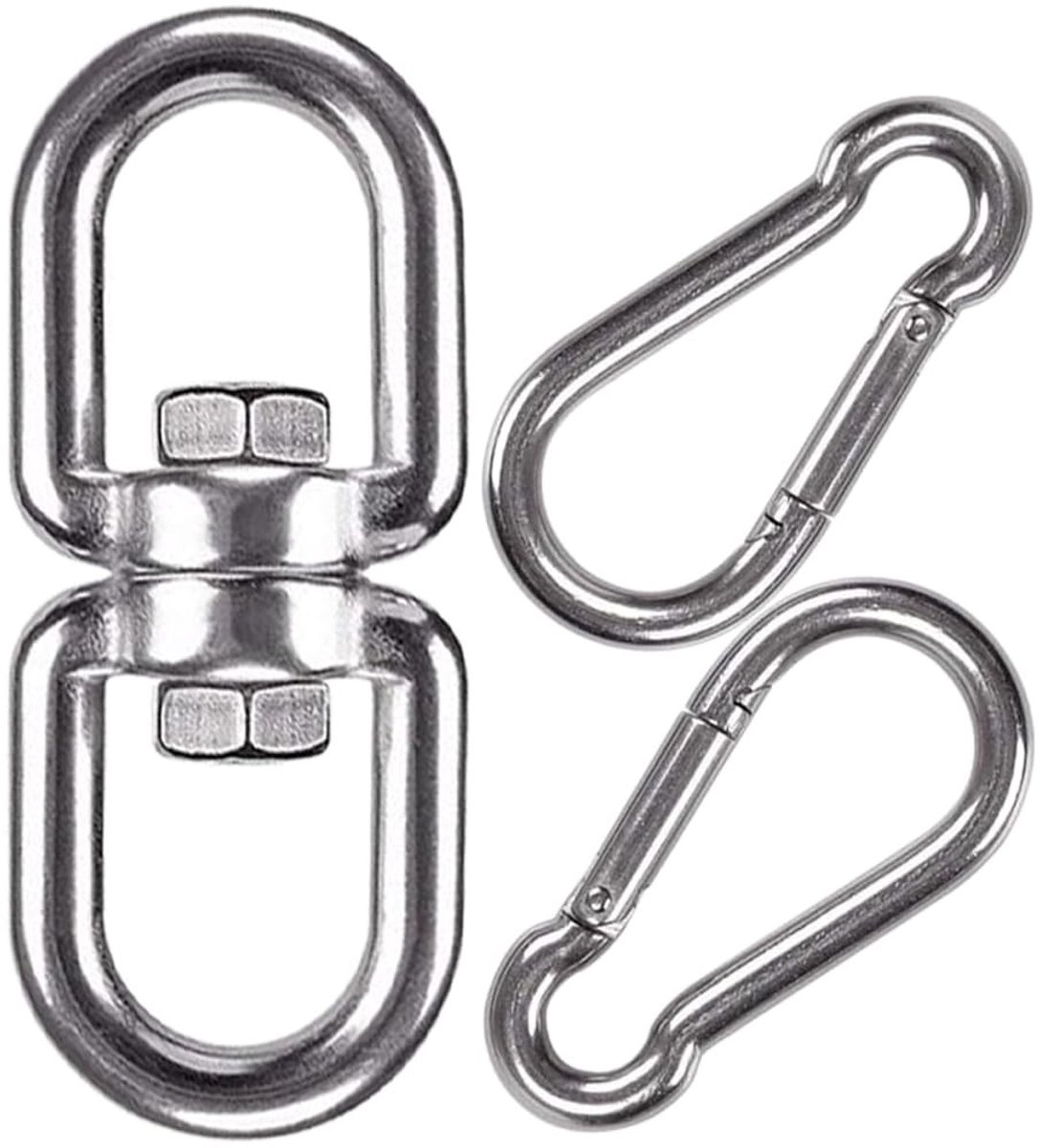 SolidKeus - RVS Draaihaak met Carabiners voor Hangmat of Schommel