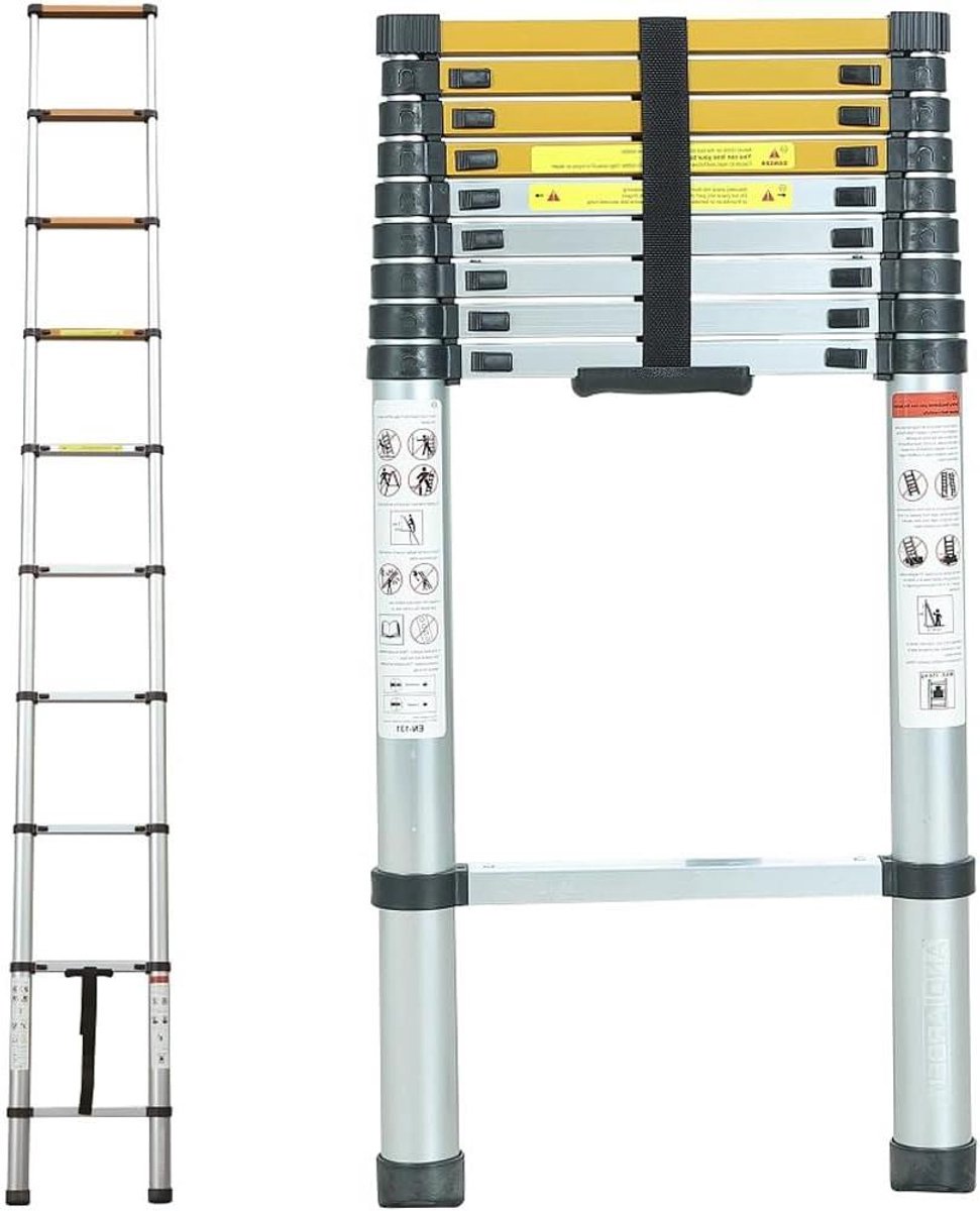 Aluminium Telescoopladder - Opvouwbare Ladder - Werkzaamheden Buiten - Compact & Lichtgewicht - 38 Meter - Aluminium