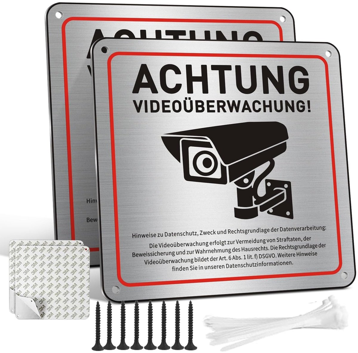 SolidKeus - Video Bewakingsbord van Geborsteld Aluminium 15 x 15 cm