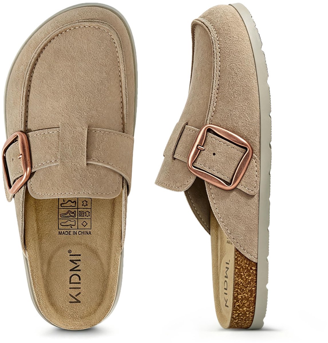 Unisex clogs – Koe suède – Comfort slippers – Met Voetboogsteun-Houten clogs – Abrikooskleurig - 41- Geschikt voor een voetlengte van 25,7 cm