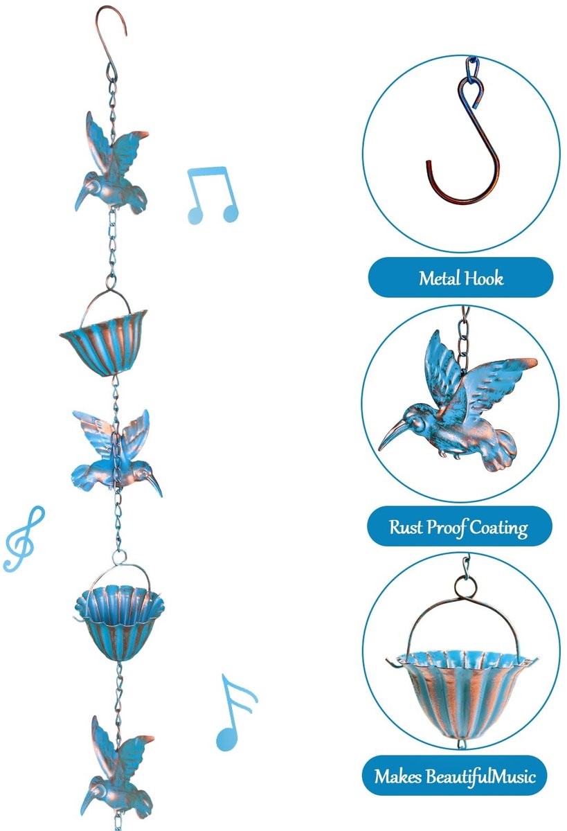 Omgoods - Retro Regenwaterafvoerketting met Hummingbird Ontwerp