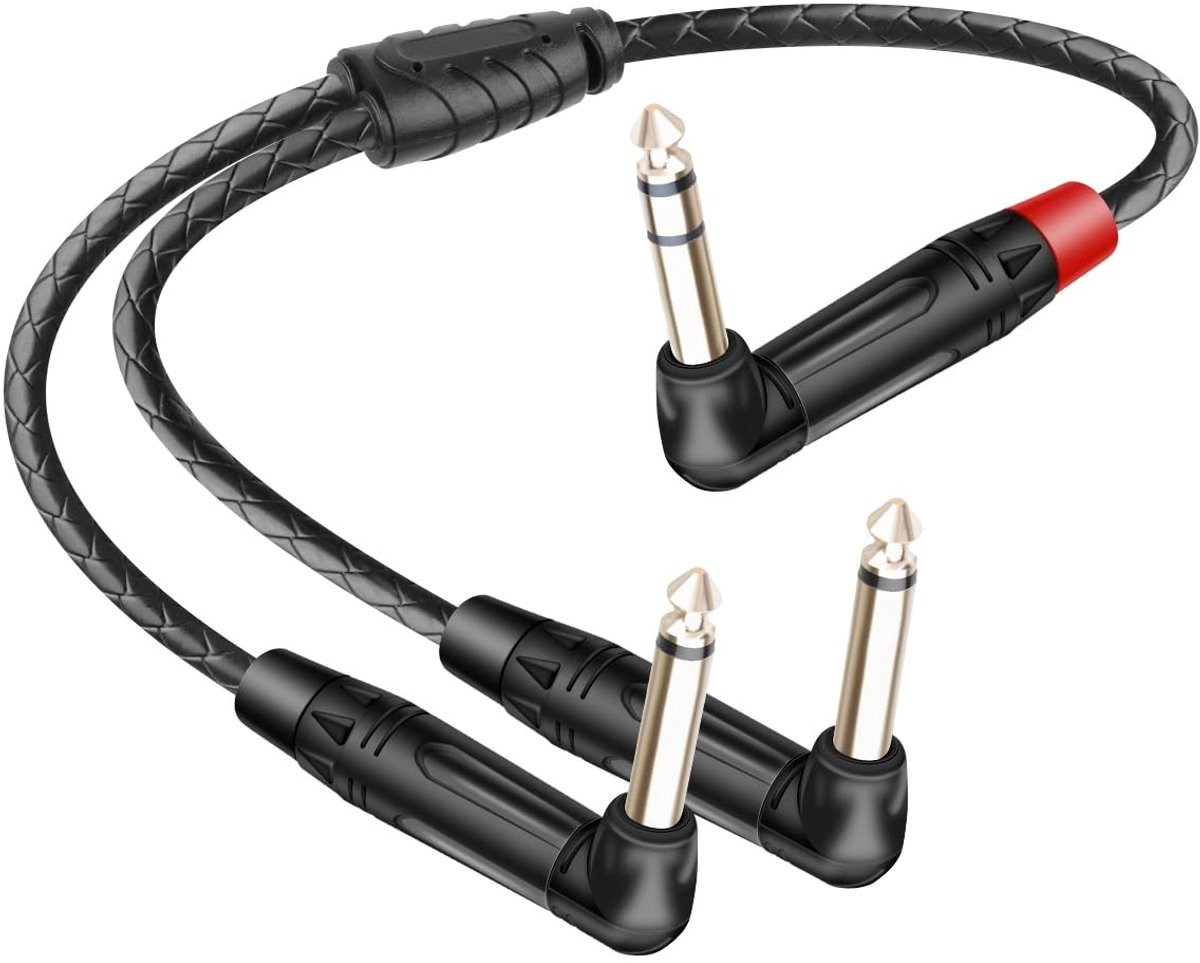Omgoods - 90 Graden TRS naar 2 x TS Audio Kabel 0.5m