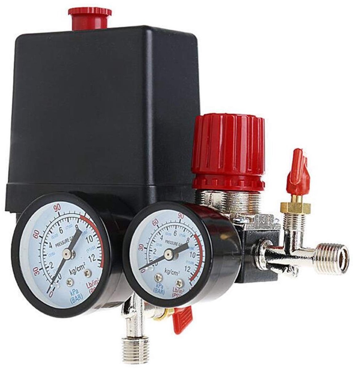 Omgoods - Drukschakelaar voor Luchtcompressor met Drukregelaar 90-120 PSI