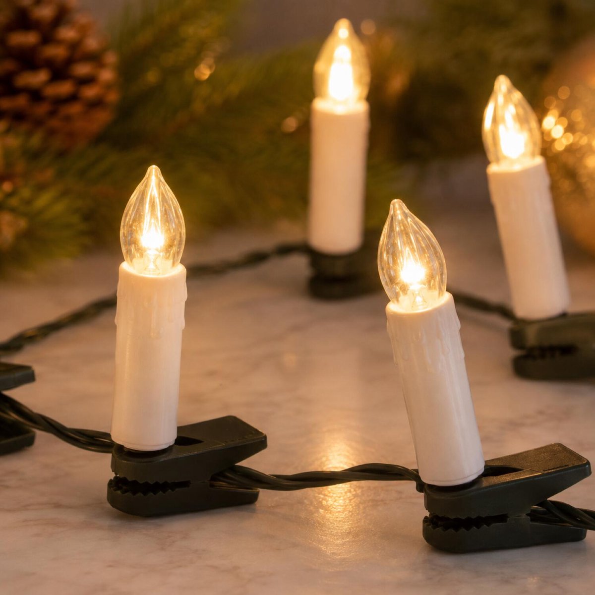 Kaarsen verlichting - 12 meter - 50 LED lampjes - warm wit - kerstverlichting lichtsnoer