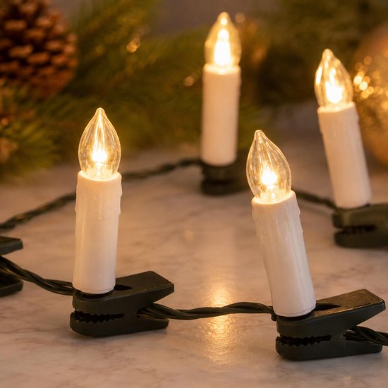 Kaarsen verlichting - 12 meter - 50 LED lampjes - warm wit - kerstverlichting lichtsnoer