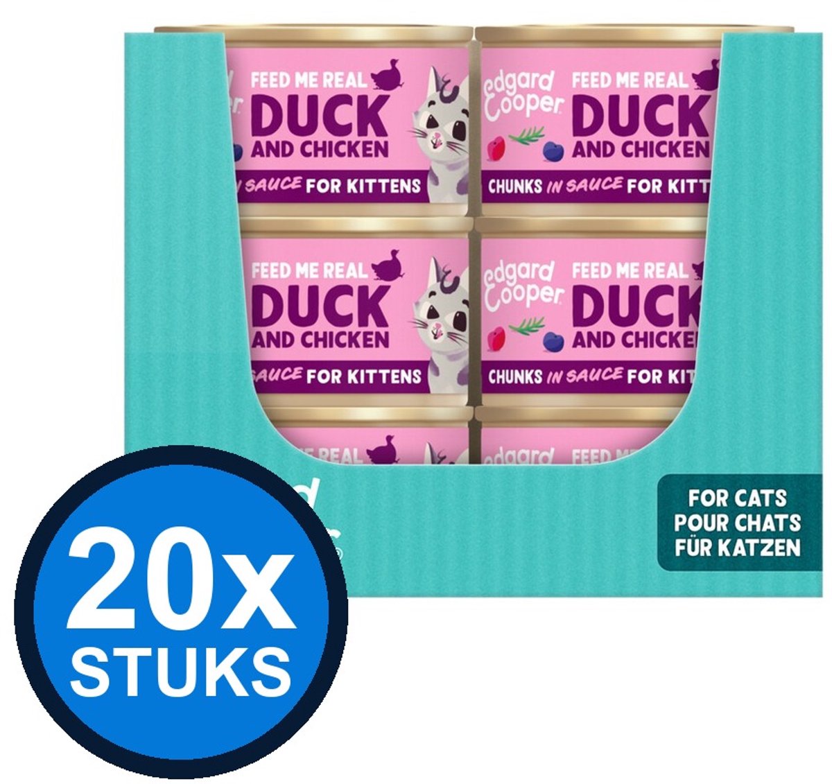 Edgard & Cooper Edgard&Cooper kat kitten chunks eend&kip 85gr