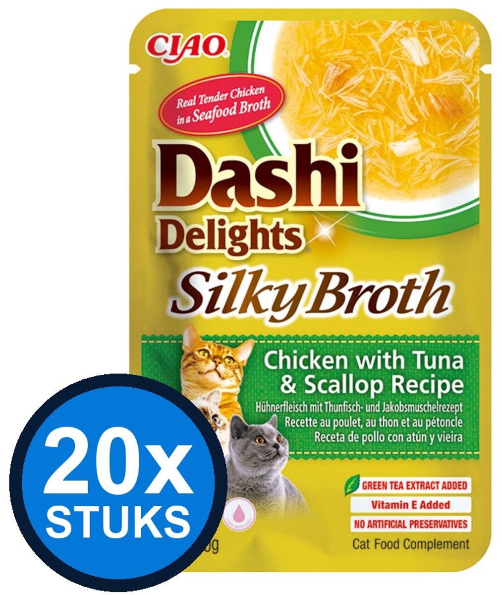 20x Ciao Dashi Delights silky broth cat chicken&tuna&scallop 40gr