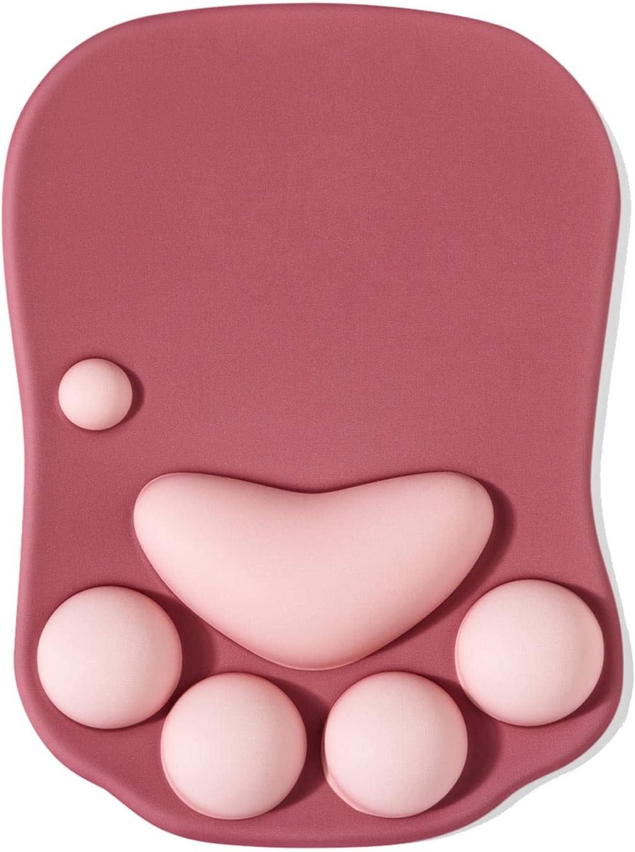 Schattige Cat Paw Muismat - Ergonomische Muismat met Polssteun - Siliconen Gel Mouse Pad - voor thuis - kantoor - gaming - Wijn - Ergonomische muismat - gaming-muismat - met siliconengel - voor thuis - kantoor - gaming