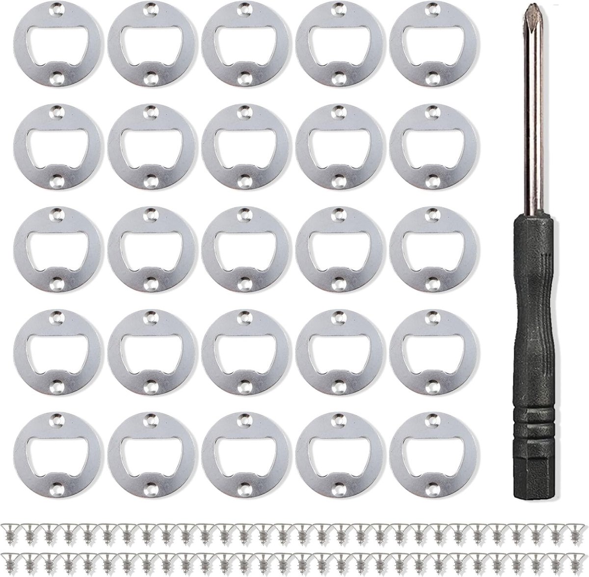 Flesopener Insert Kit - Ronde - 25 Stuks - Roestvrijstalen - Voor Keuken, Restaurant en Bar