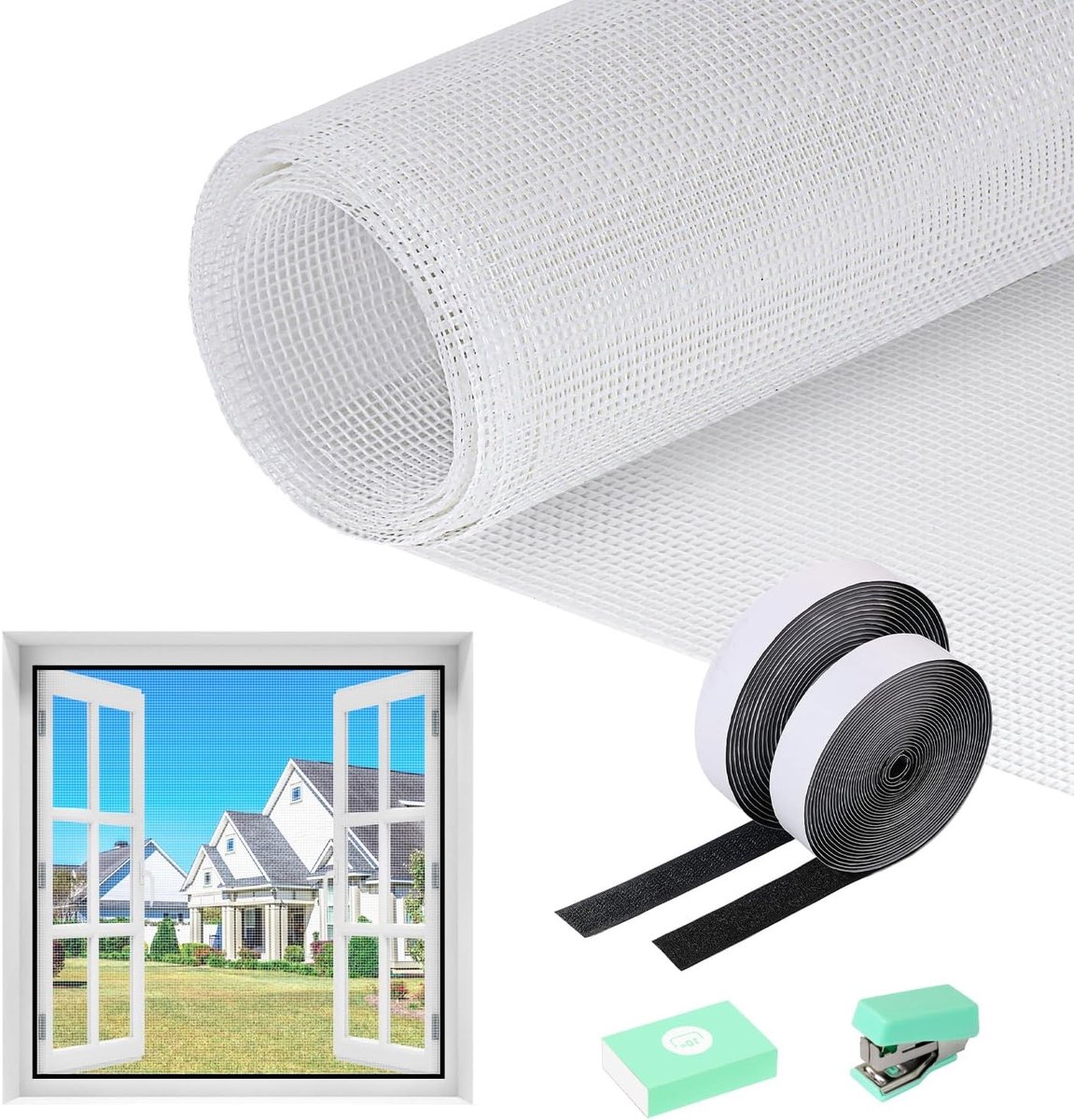 Vliegengaas voor Ramen - Wit - 120 x 250 cm - Glasvezel - Voor Insectenbescherming in Huis