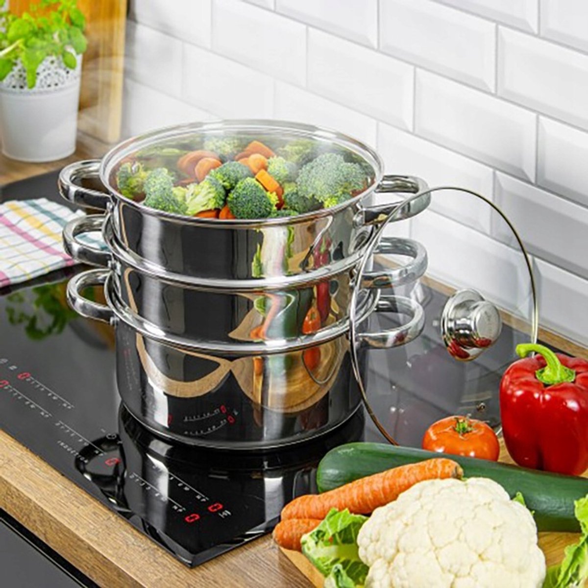 Merkloze Stoompan RVS 4L - Gezond Koken