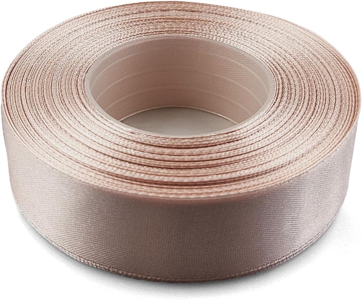 1 x satijnen lint beige 25 mm x 32 m voor knutselen bruiloft geschenk decoratie verpakking
